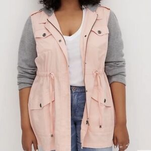 Torrid Twill Hacci Sleeve Anorak Pink Jacket Size 3